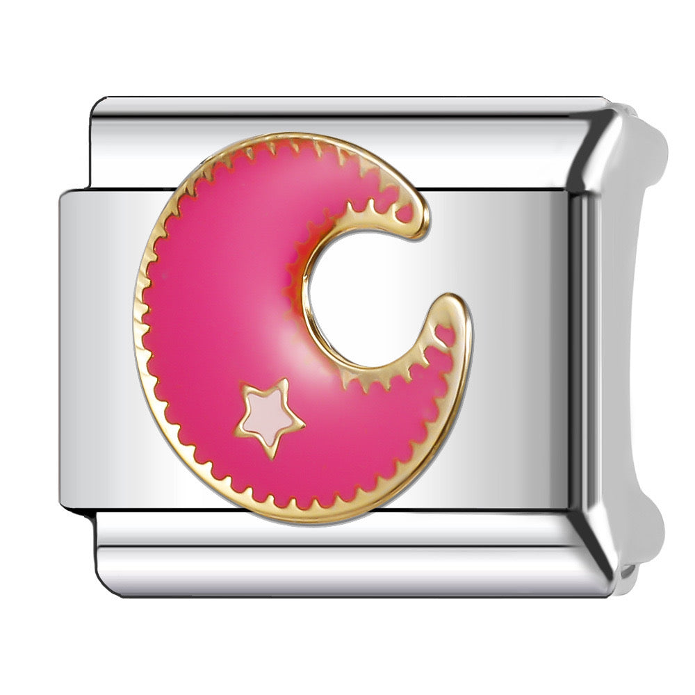 Pink moon italian charm
