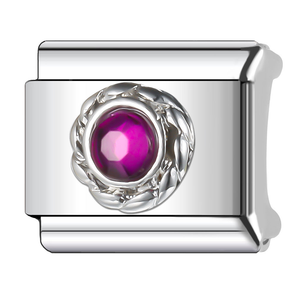Fuschia diamond italian charm