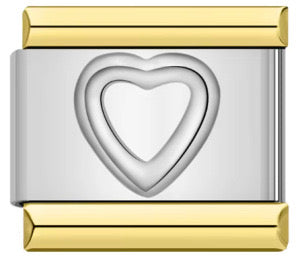 Empty heart silver italian charm