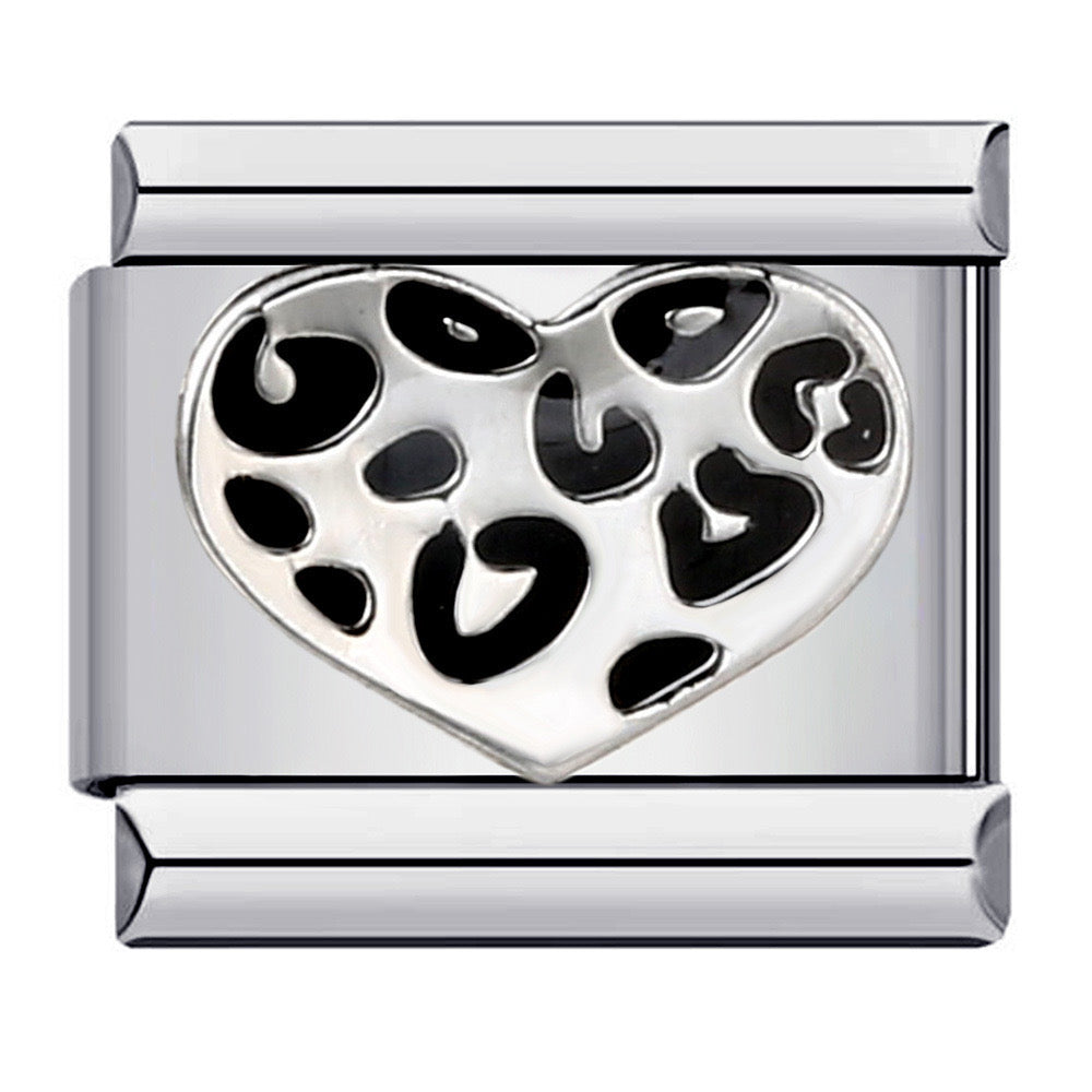 Black tiger heart italian charm