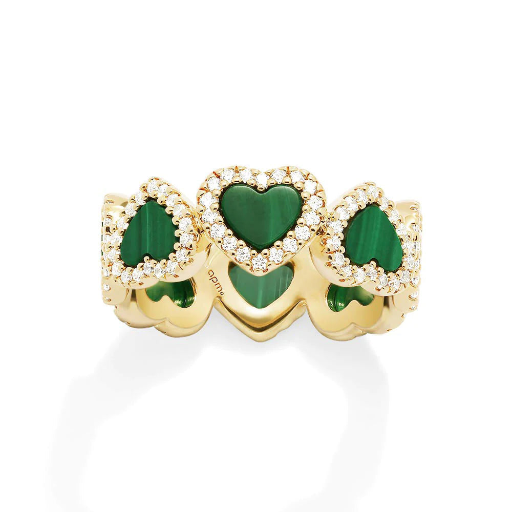 Malachite heart interlinked ring rose-LUXE