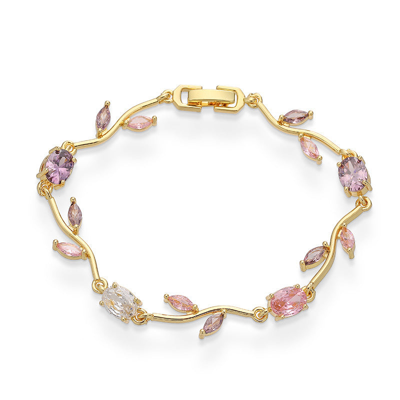 Pink and purple tulip bracelet - gold ( pre-order )