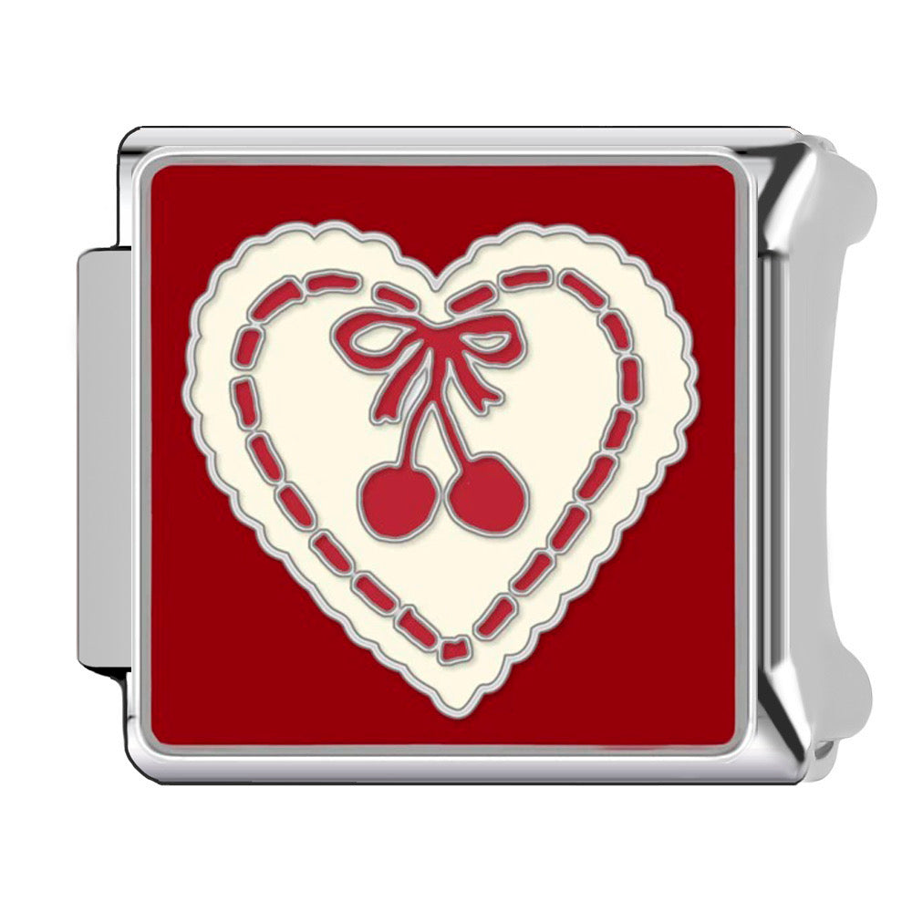 Cherry heart italian charm