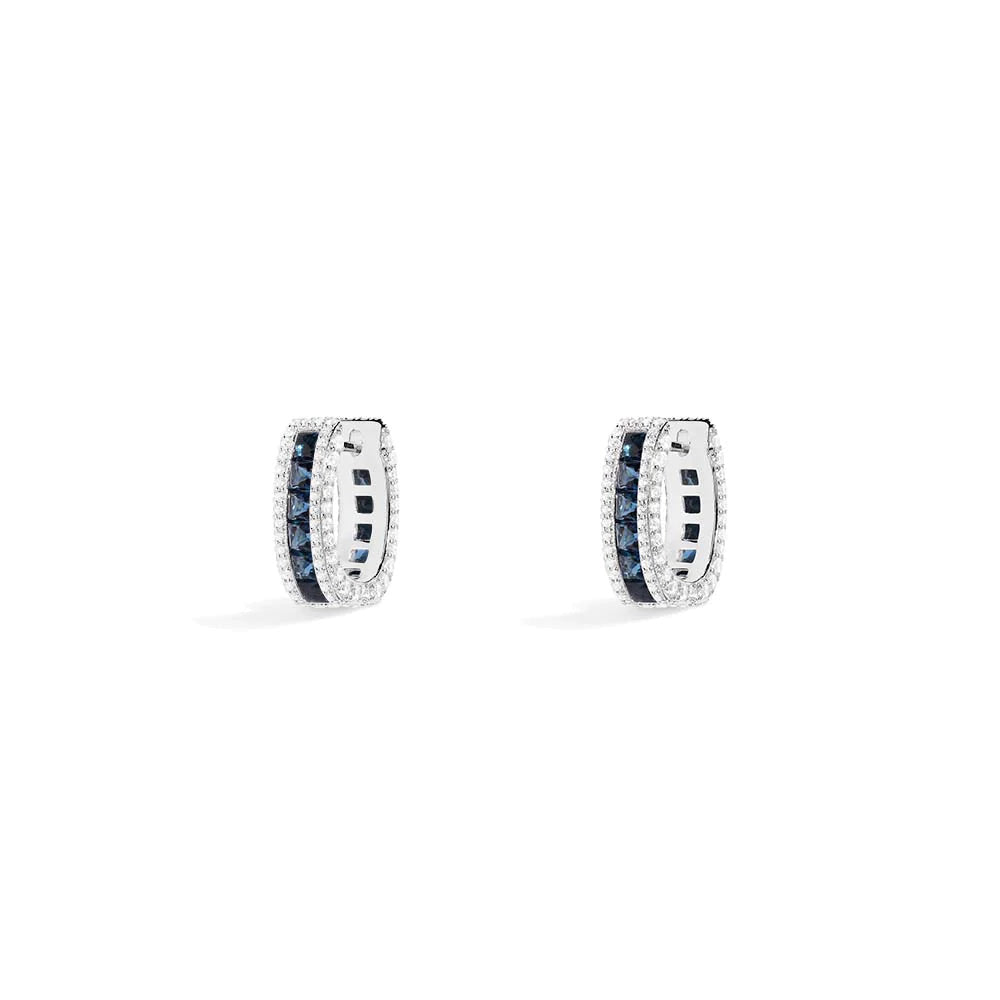 Bedazzled royal blue hoop earrings -LUXE