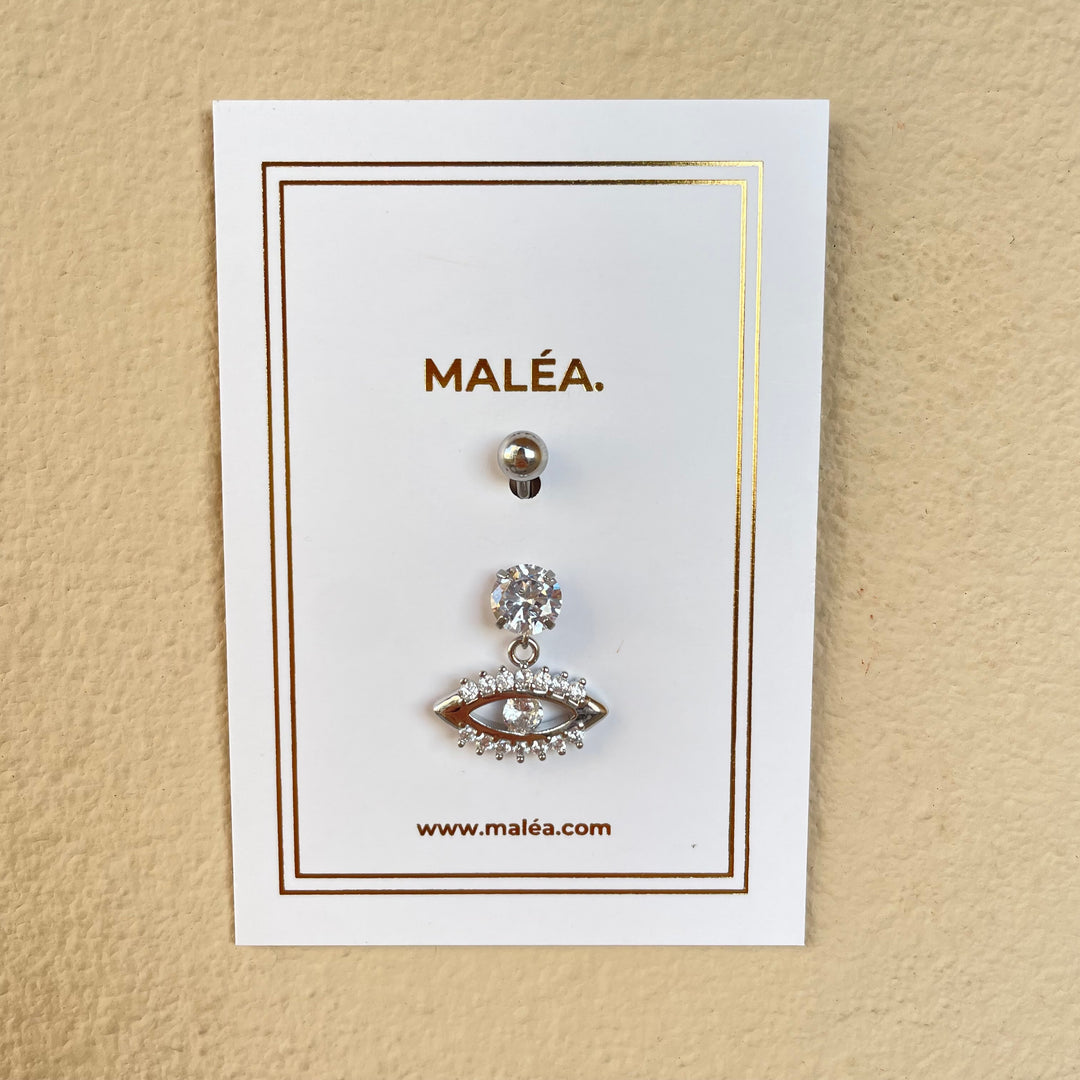 Evil Eye 6 Belly Ring -silver