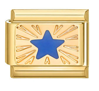 Blue star rays italian charm