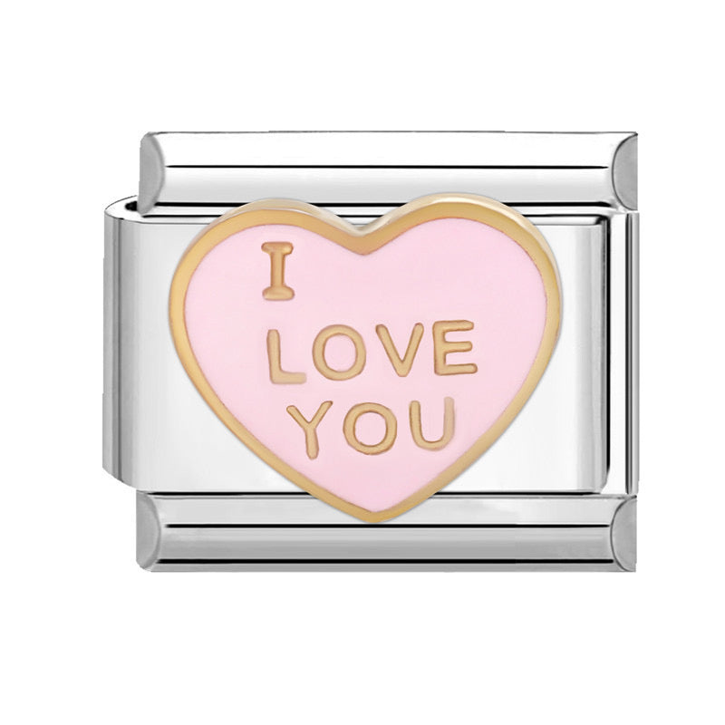 I love you in pink italian charm