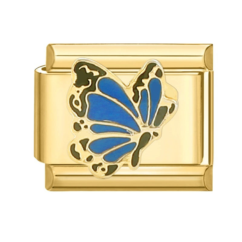Royal blue butterfly italian charm