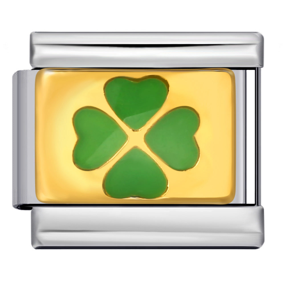 Green lucky flower italian charm