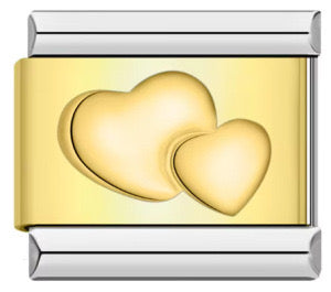 Double heart gold italian charm