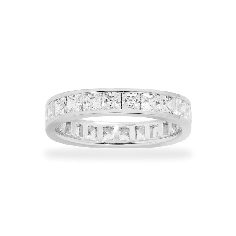 Square white stones ring -LUXE