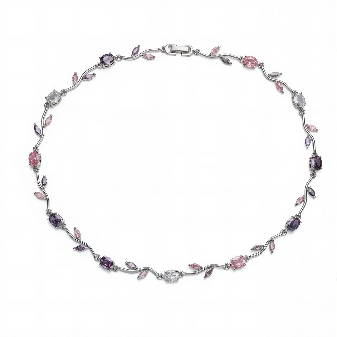 Pink and purple Tulip necklace - silver ( pre-order )