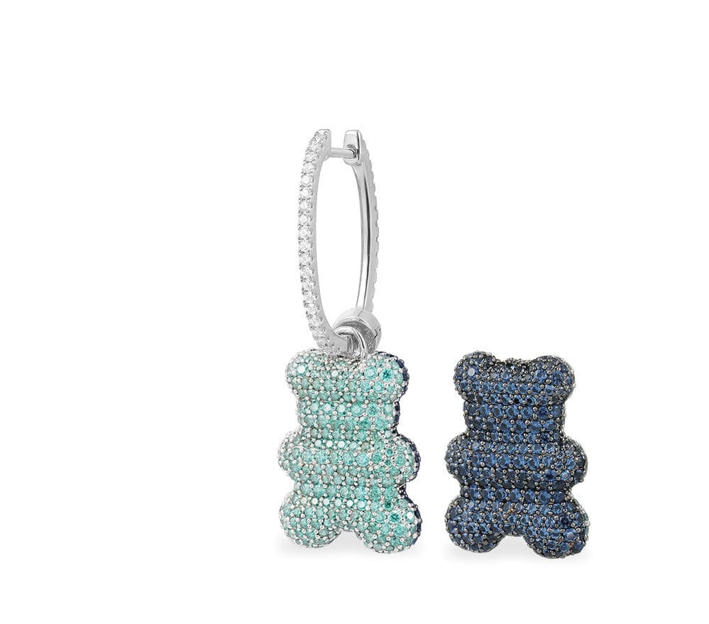 Teddy navy / baby blue big earrings -LUXE