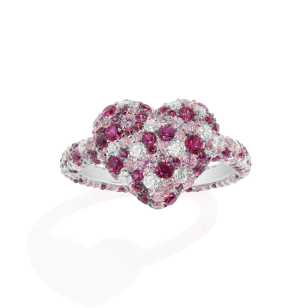 Bubbly heart ring silver -LUXE