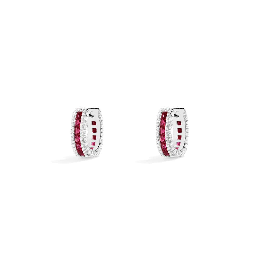 Bedazzled fuchsia hoop earrings -LUXE