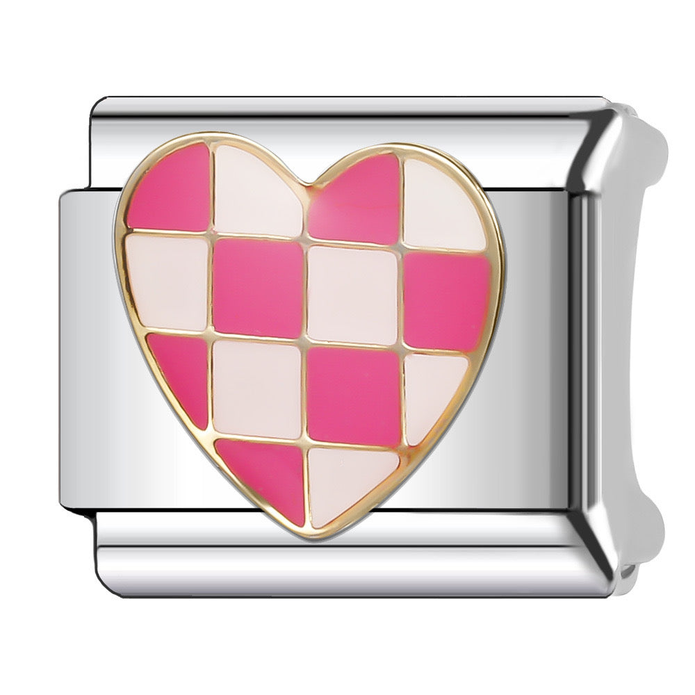 Pink tile heart italian charm
