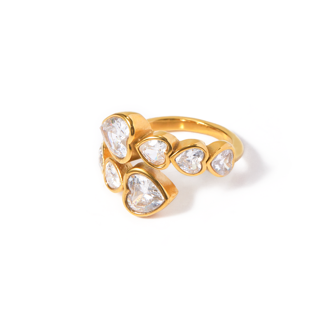 Bubbly layered hearts ring