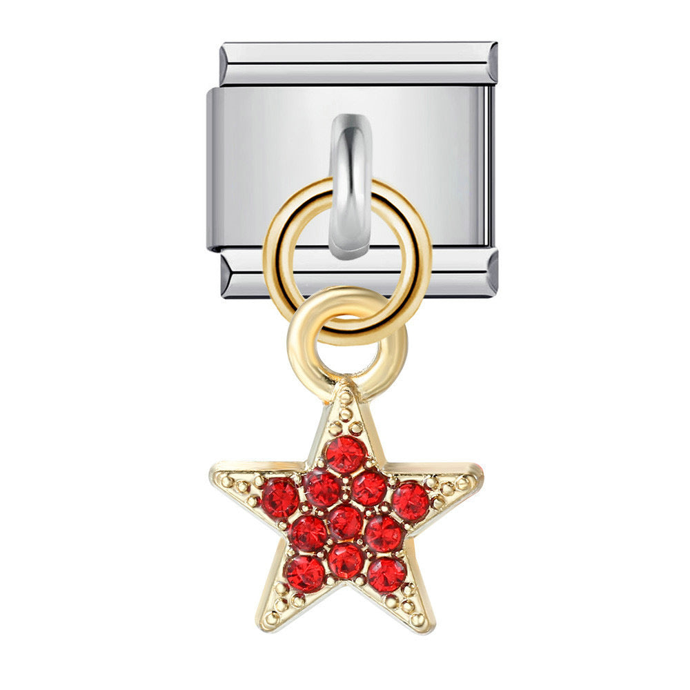 Red star pendant italian charm