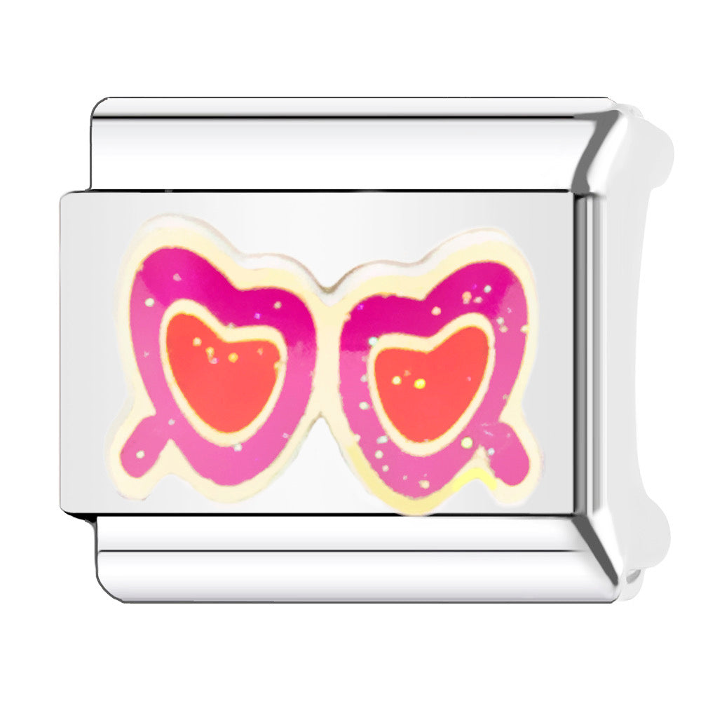 Barbie heart glasses italian charm
