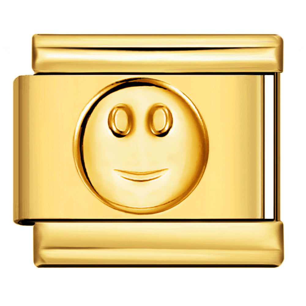 Smiley gold italian charm