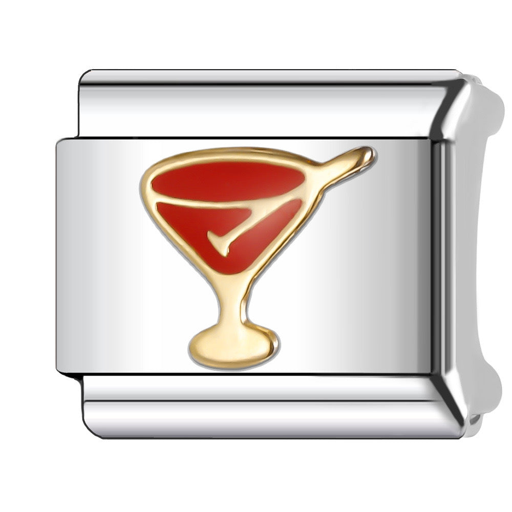 Wine silver italian charm