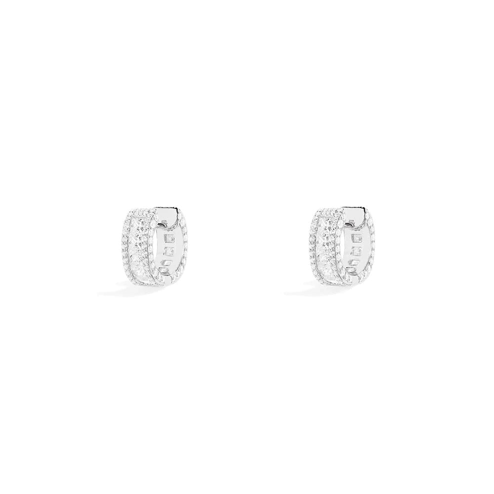 Bedazzled white hoop earrings -LUXE