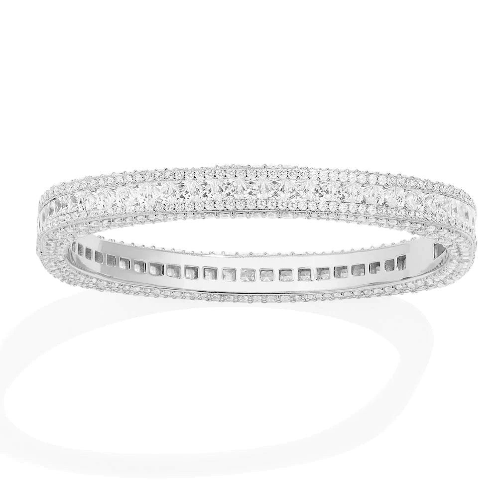 Bedazzled white bangle bracelet -LUXE