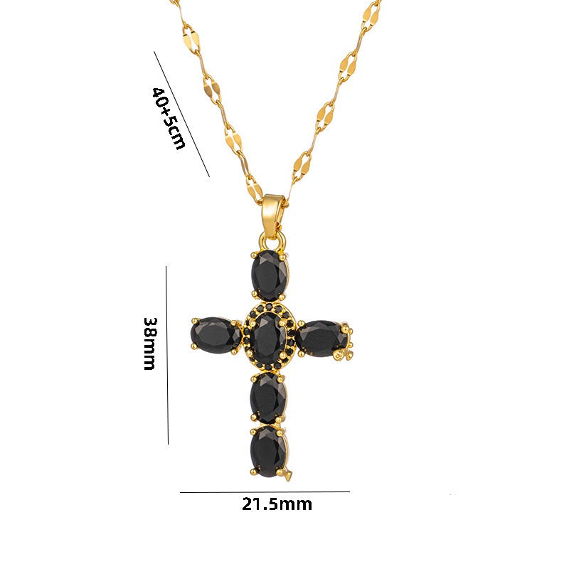 Cross necklace - black
