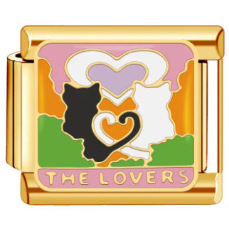 Lover cats gold italian charm