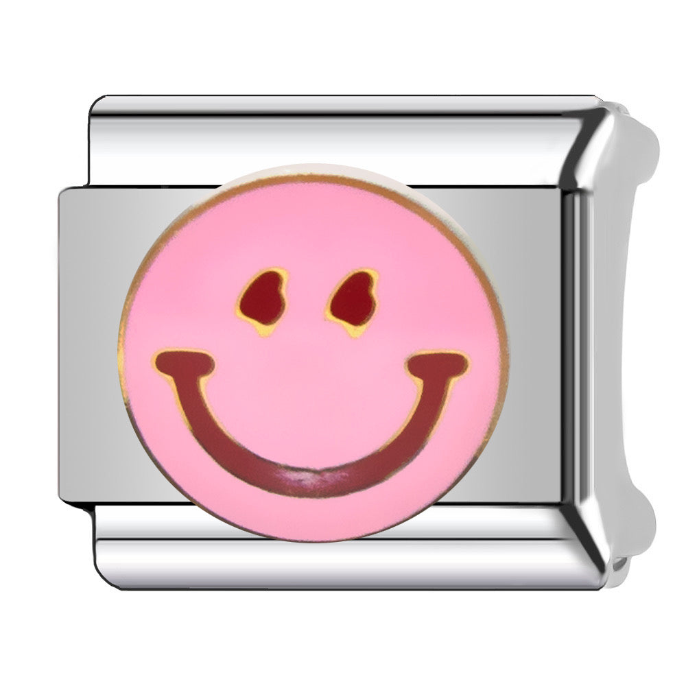 Pink smiley italian charm