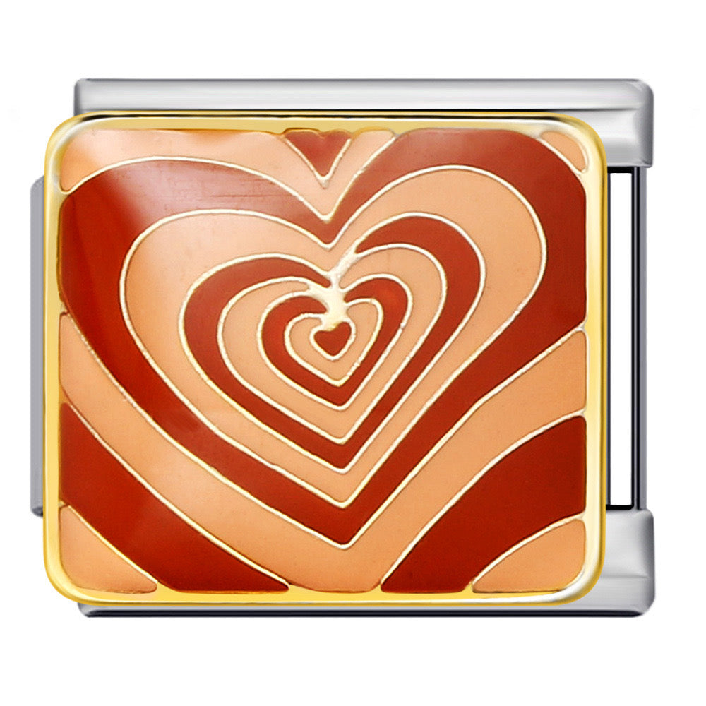 Brown power hearts italian charm