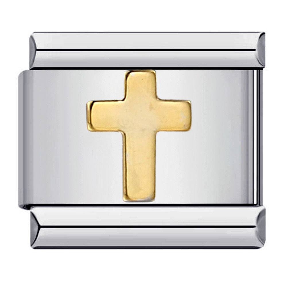 Toned cross italian charm