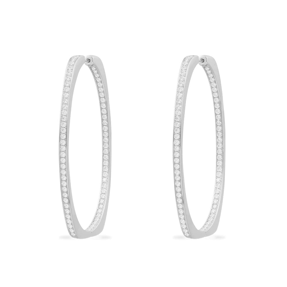 Thin square tennis big hoop earrings -LUXE