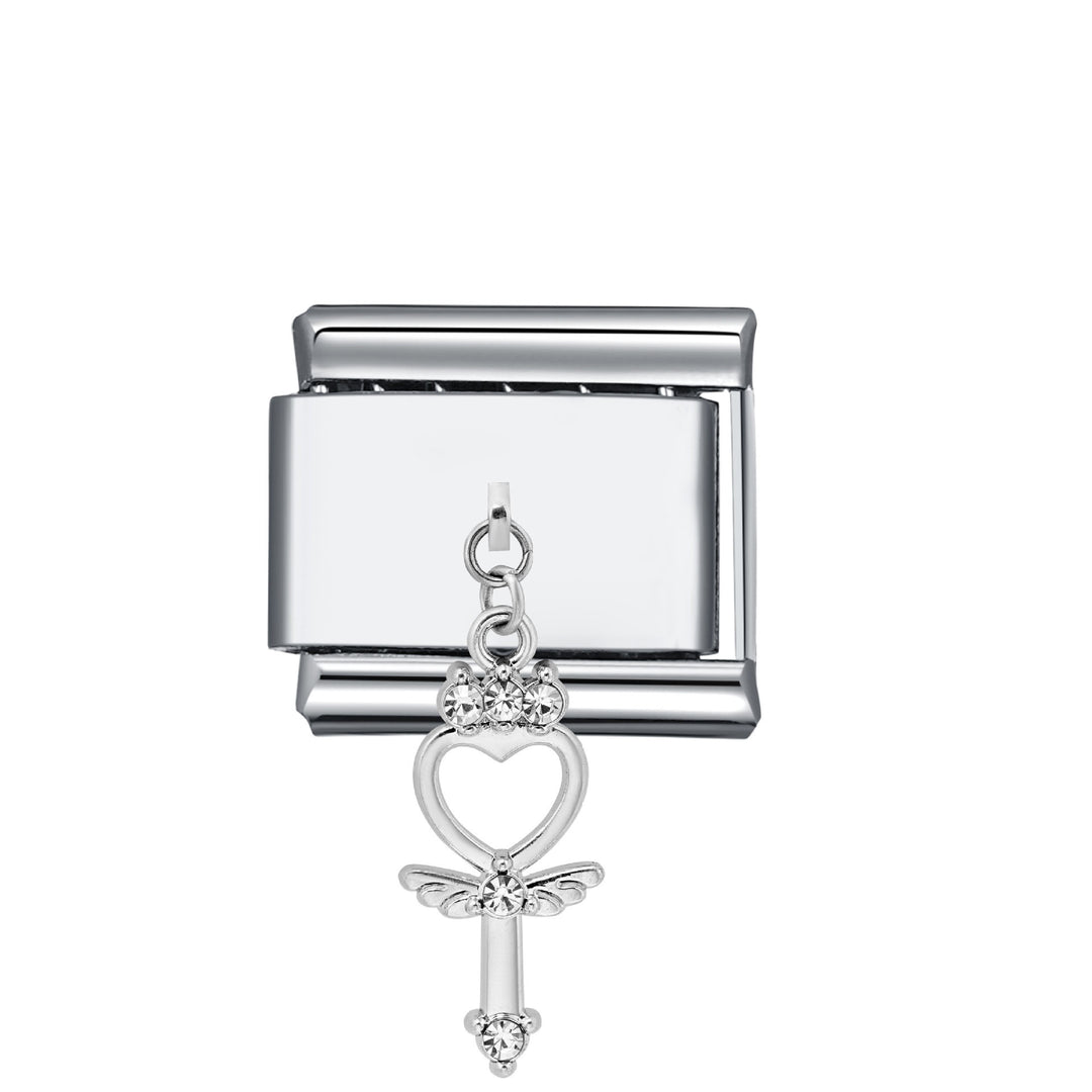White key of heart italian charm
