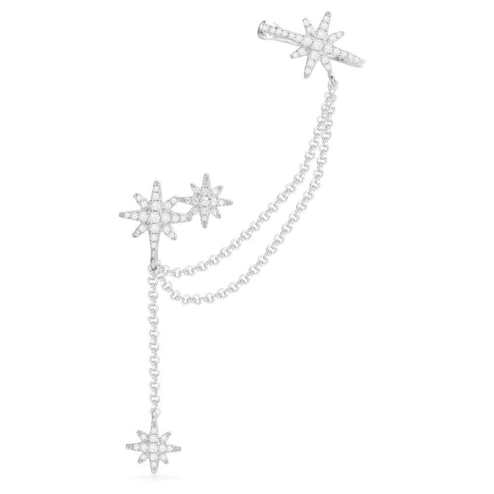 Falling star stud with cuff silver -LUXE