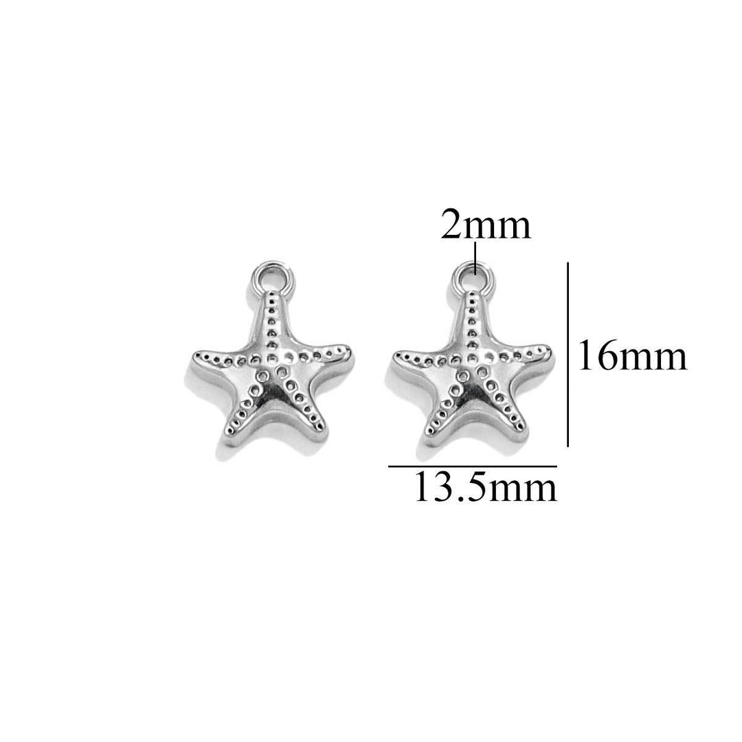 Silver starfish charm style 3