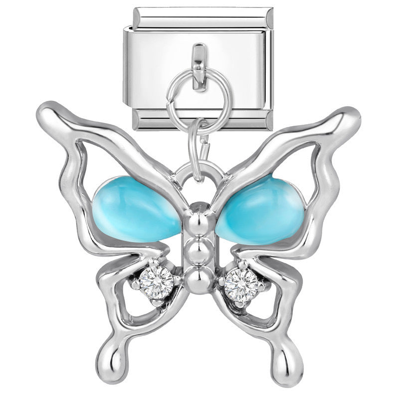 Butterfly blue pendant italian charm