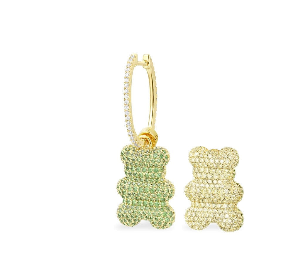 Green gold big teddy earring -LUXE