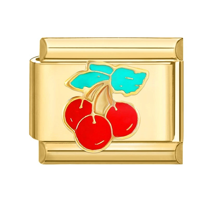 Triple cherry italian charm