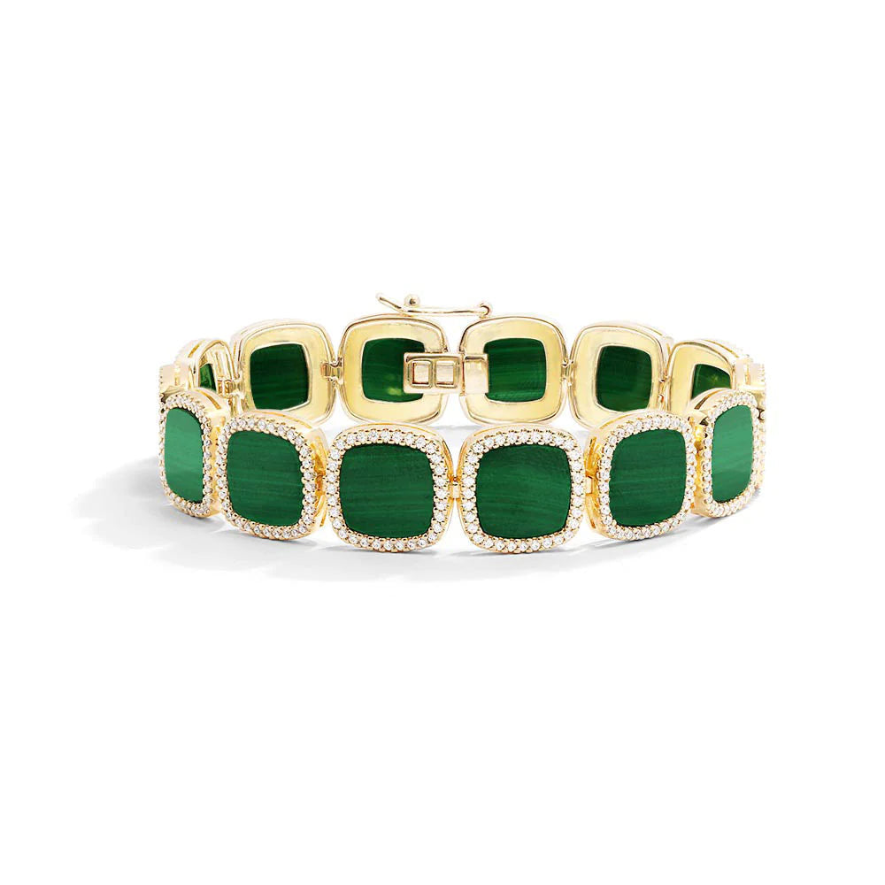 Malachite square linked bracelet -LUXE