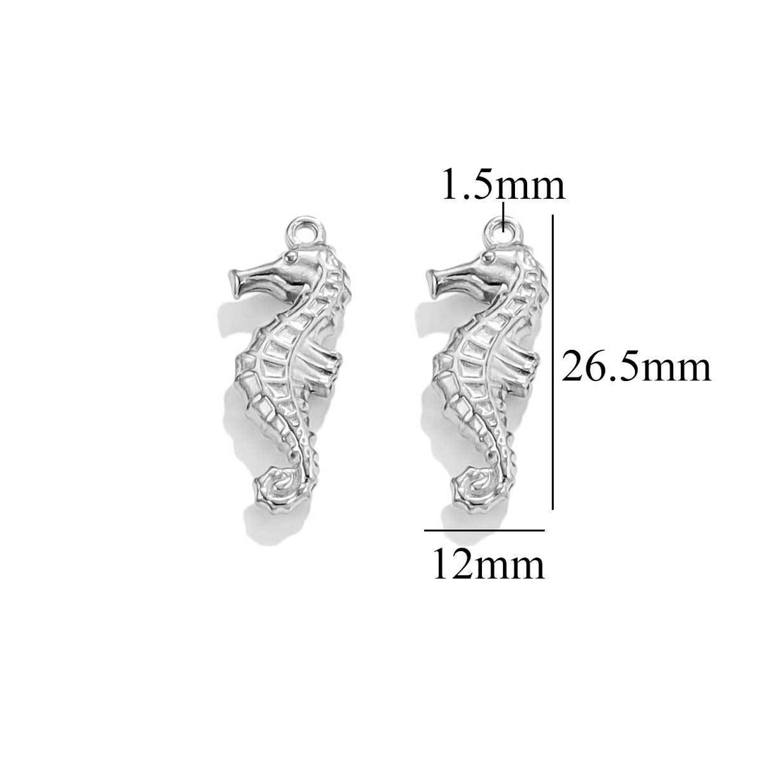Big silver sea horse charm