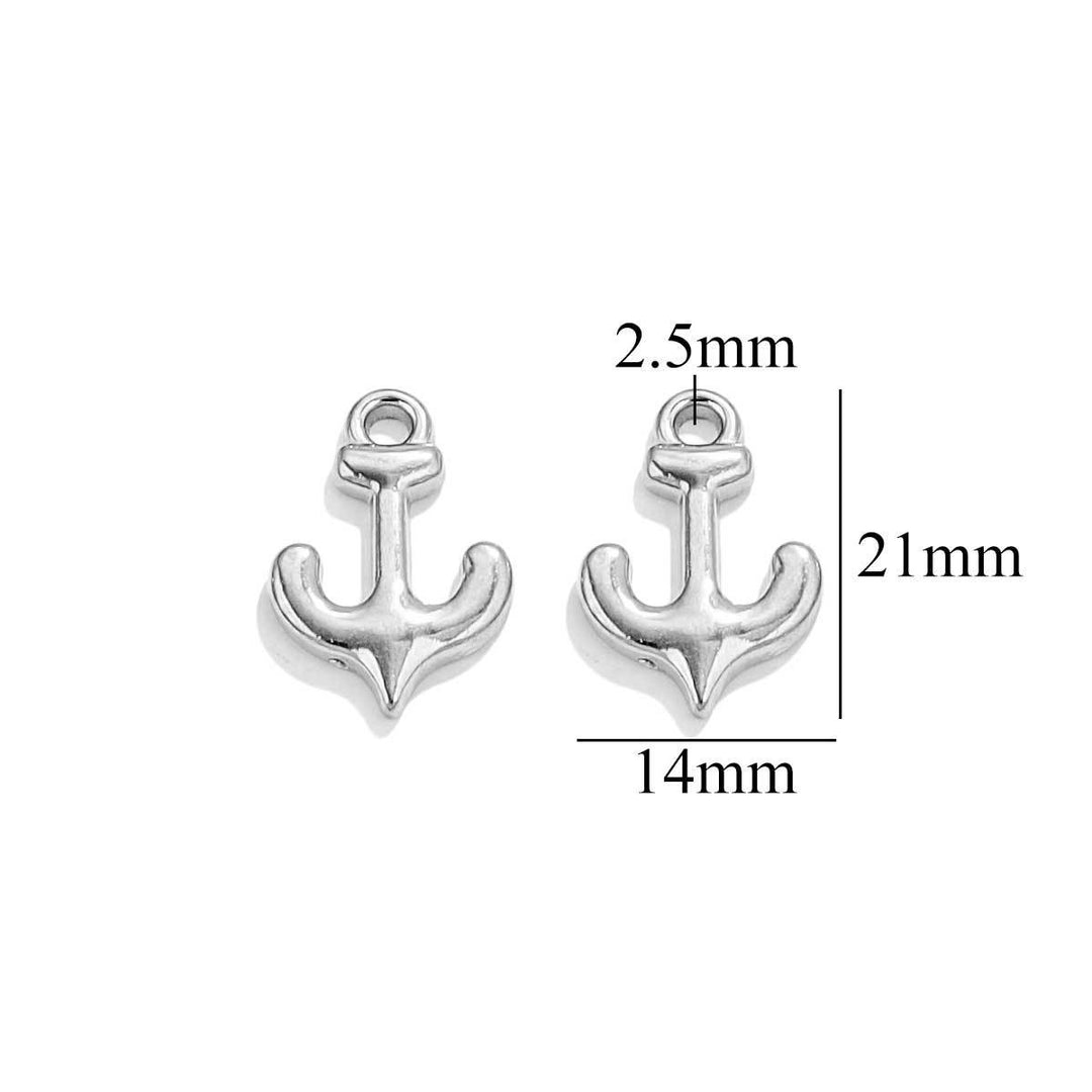 Silver boat anchor charm