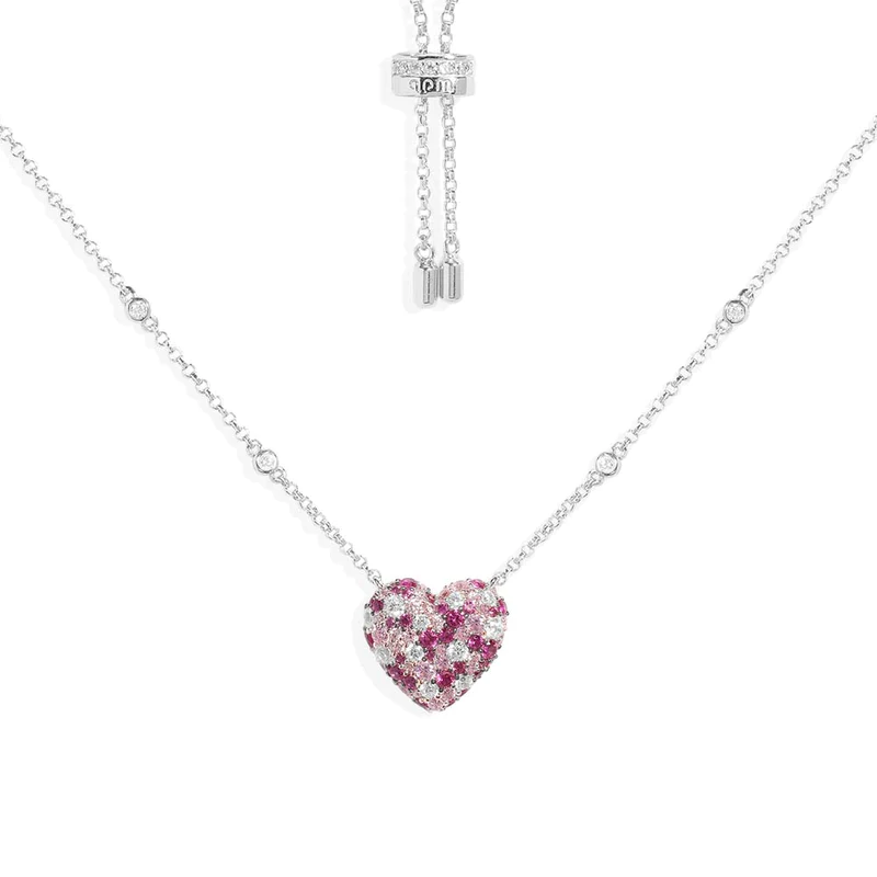 Bubbly heart necklace silver -LUXE