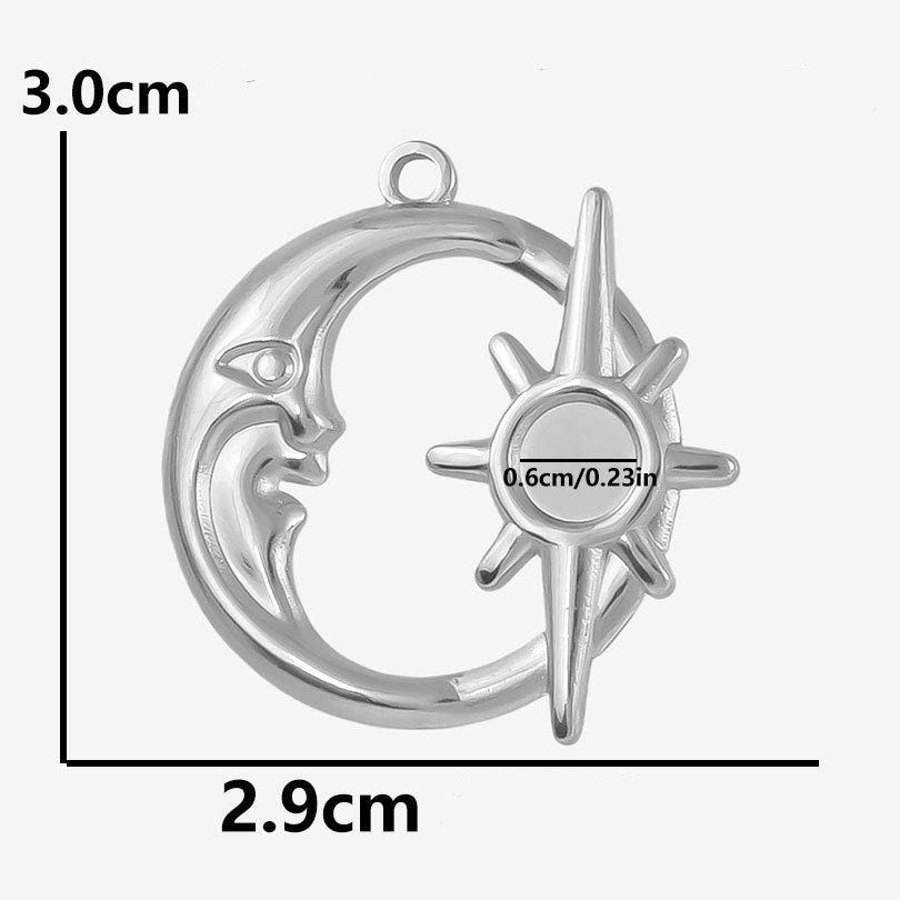 Silver moon and sun charm