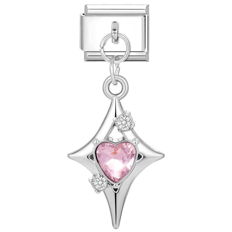 Sparkle heart pendant italian charm