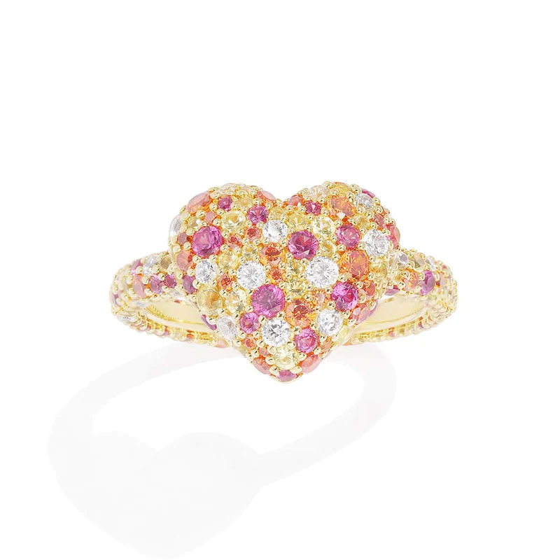 Bubbly heart ring gold -LUXE
