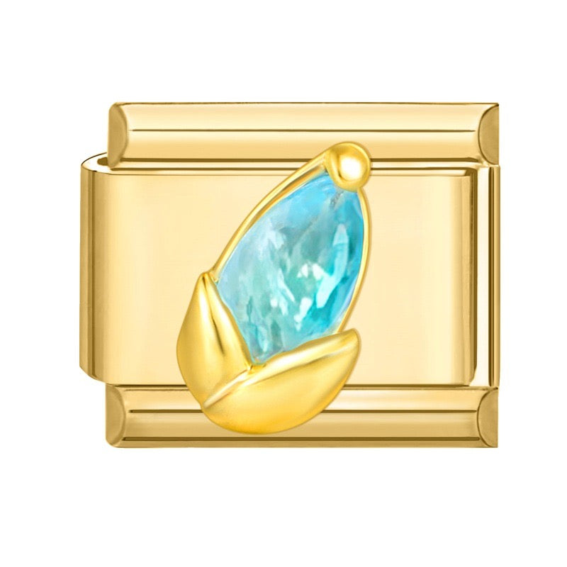 Crystal blue tulip italian charm