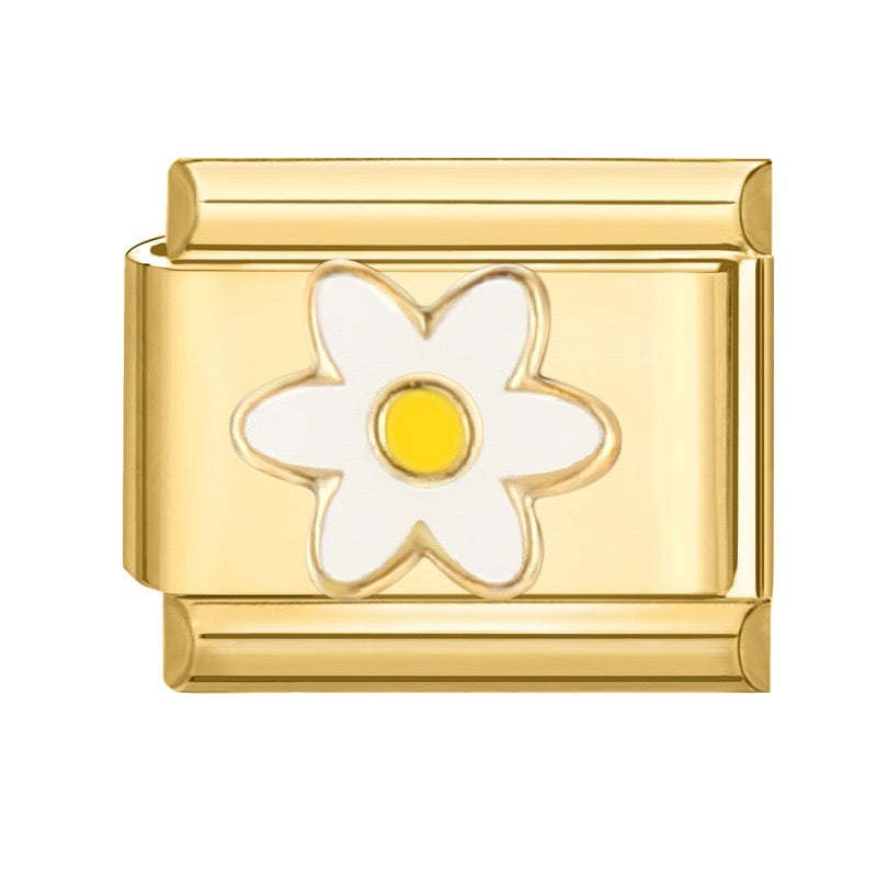 White flower italian charm