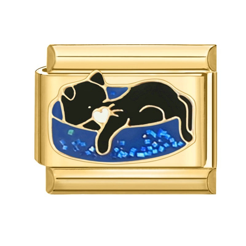 Sleeping cat italian charm