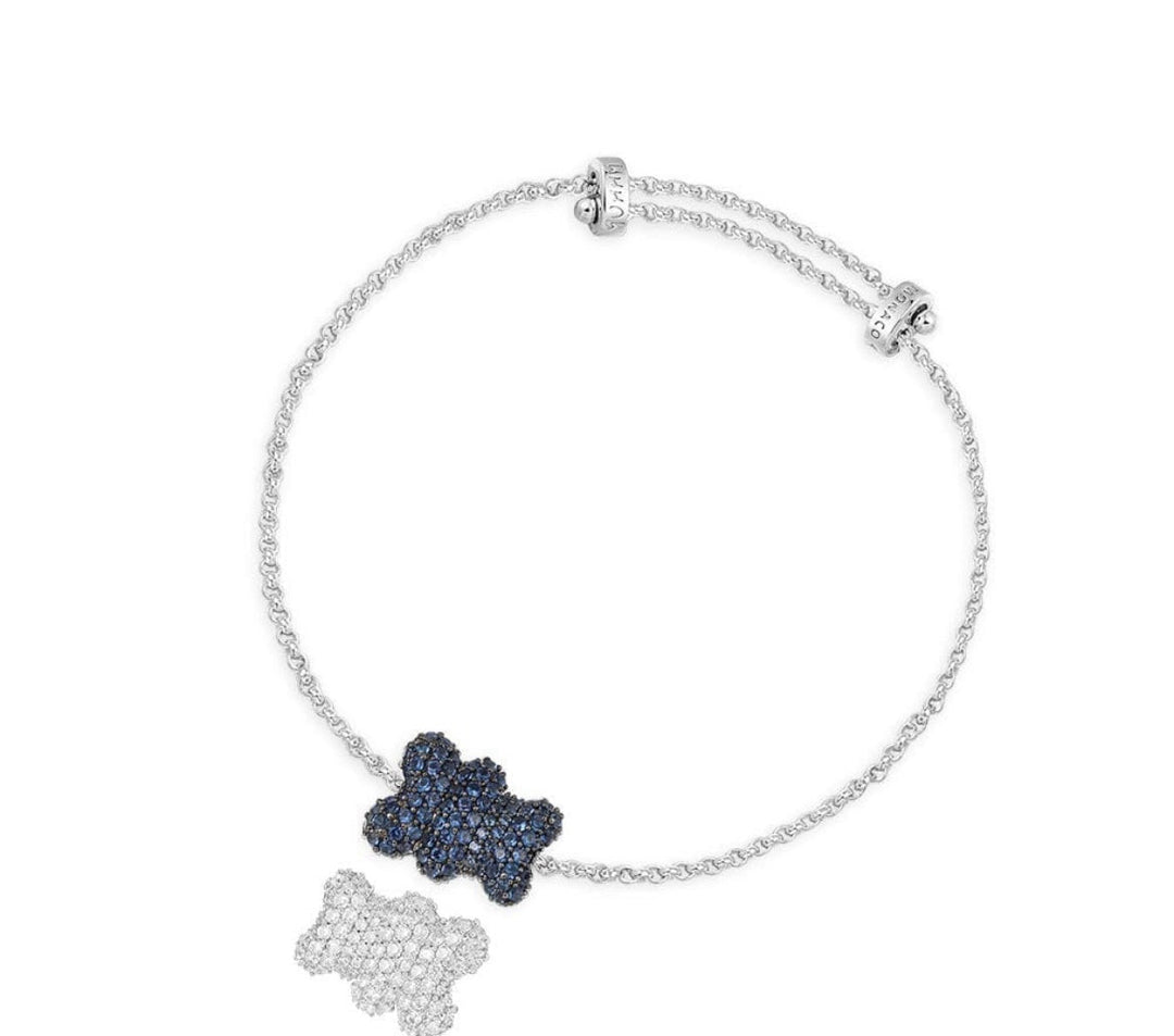 Navy / white teddy adjustable bracelet -LUXE